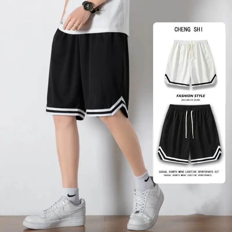 Men's Mesh Basketball Shorts Grey White Plus Size - Image 23