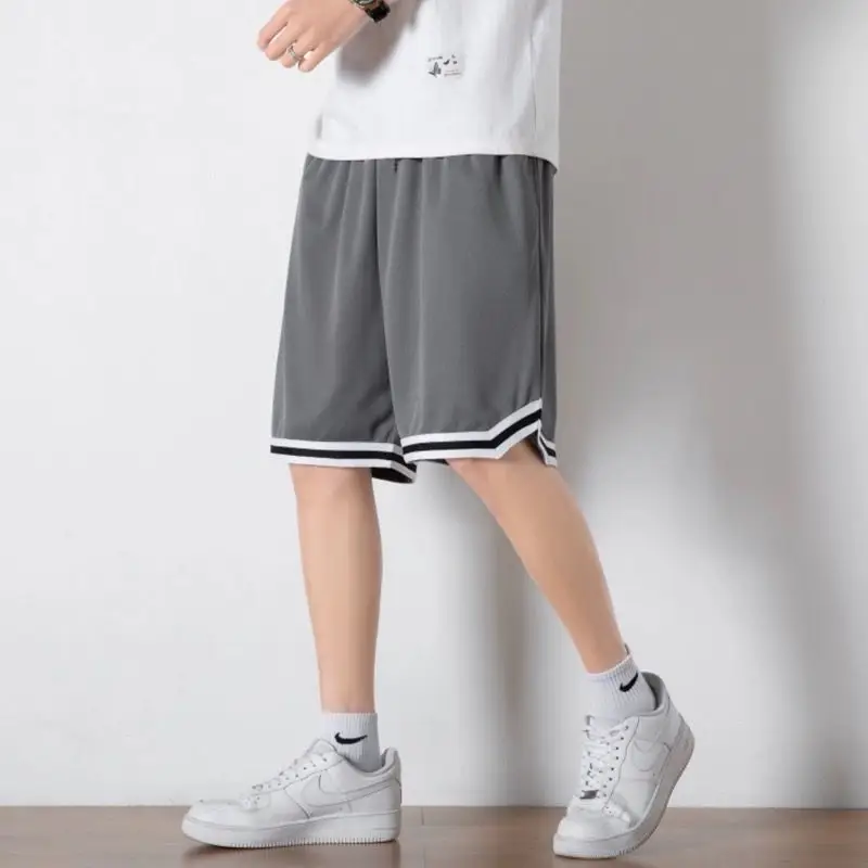 Men's Mesh Basketball Shorts Grey White Plus Size - Image 24