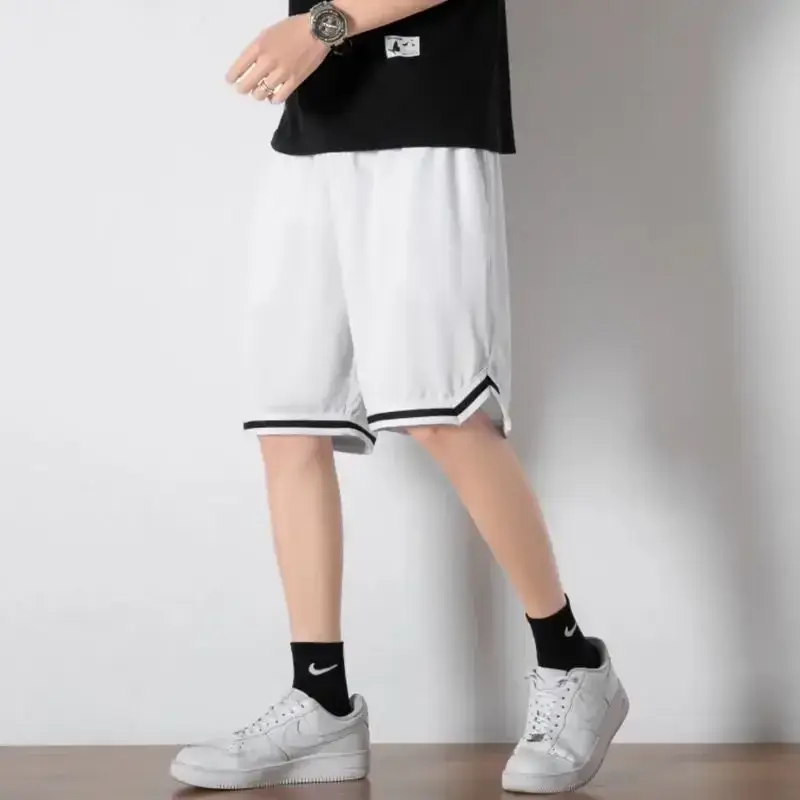 Men's Mesh Basketball Shorts Grey White Plus Size - Image 14