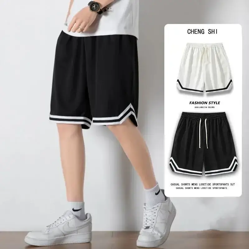 Men's Mesh Basketball Shorts Grey White Plus Size - Image 6