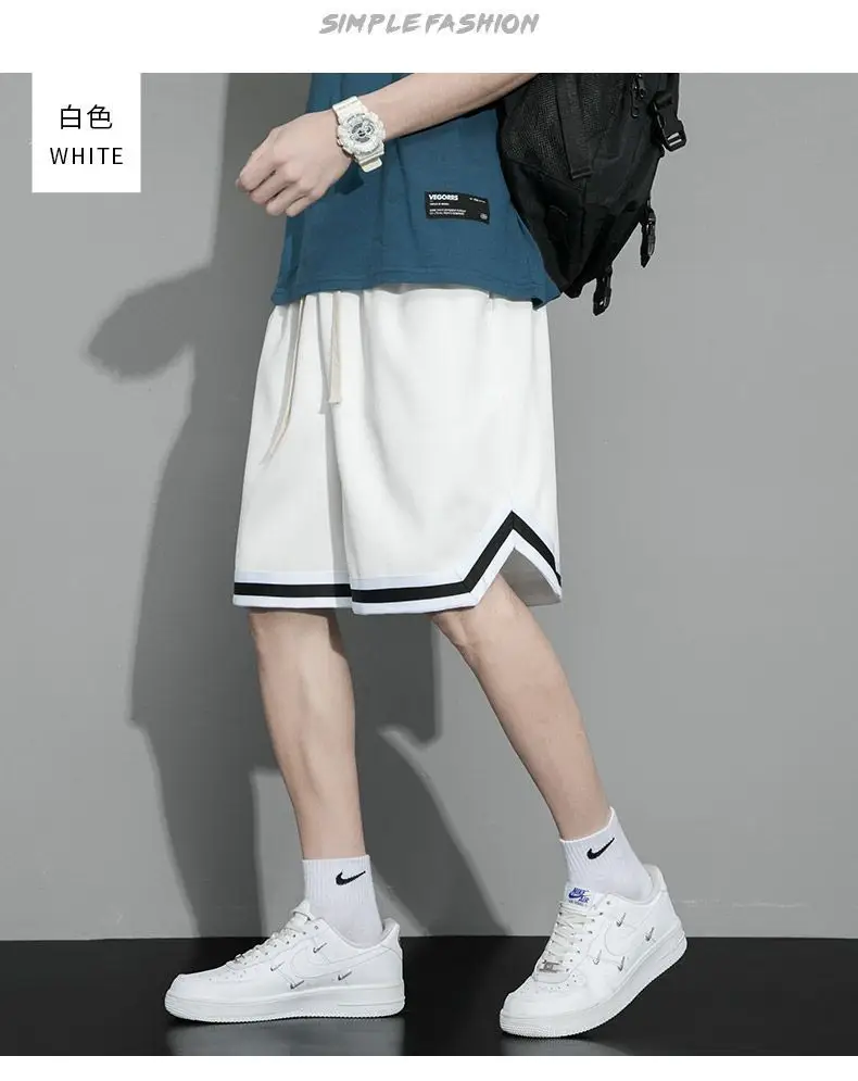 Men's Ice Silk Casual Shorts White Loose Summer — feature 7