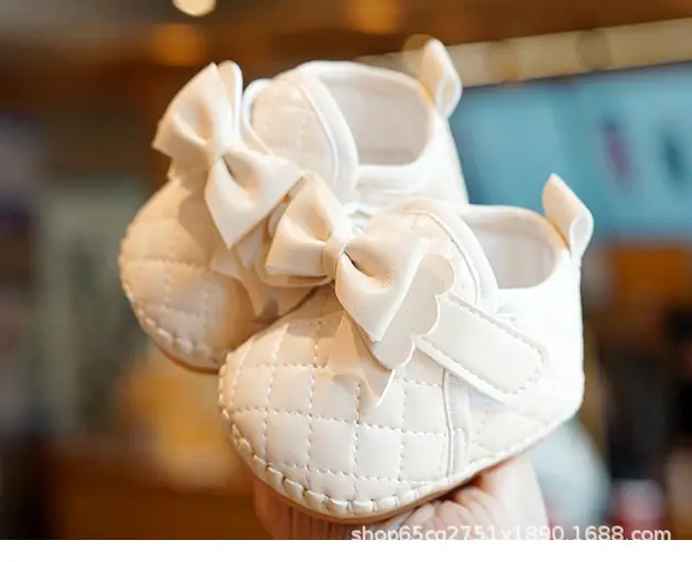 White Bow Baby Shoes 0-1 Year Old Non-Slip Spring Sole — feature 5