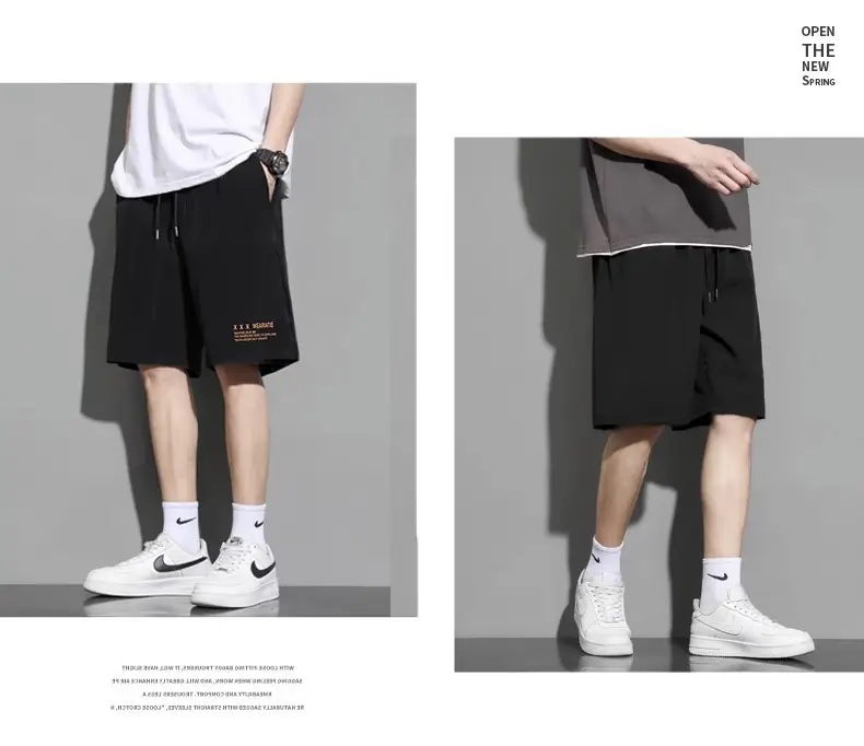 Men Ice Silk Casual Shorts Loose Quick Dry Beige — feature 6