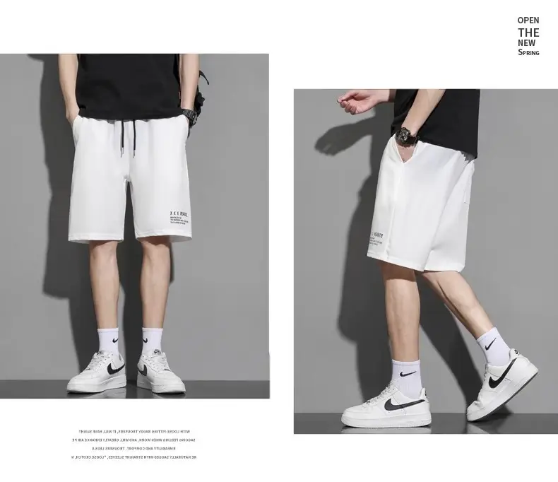 Men Ice Silk Casual Shorts Loose Quick Dry Beige — feature 8