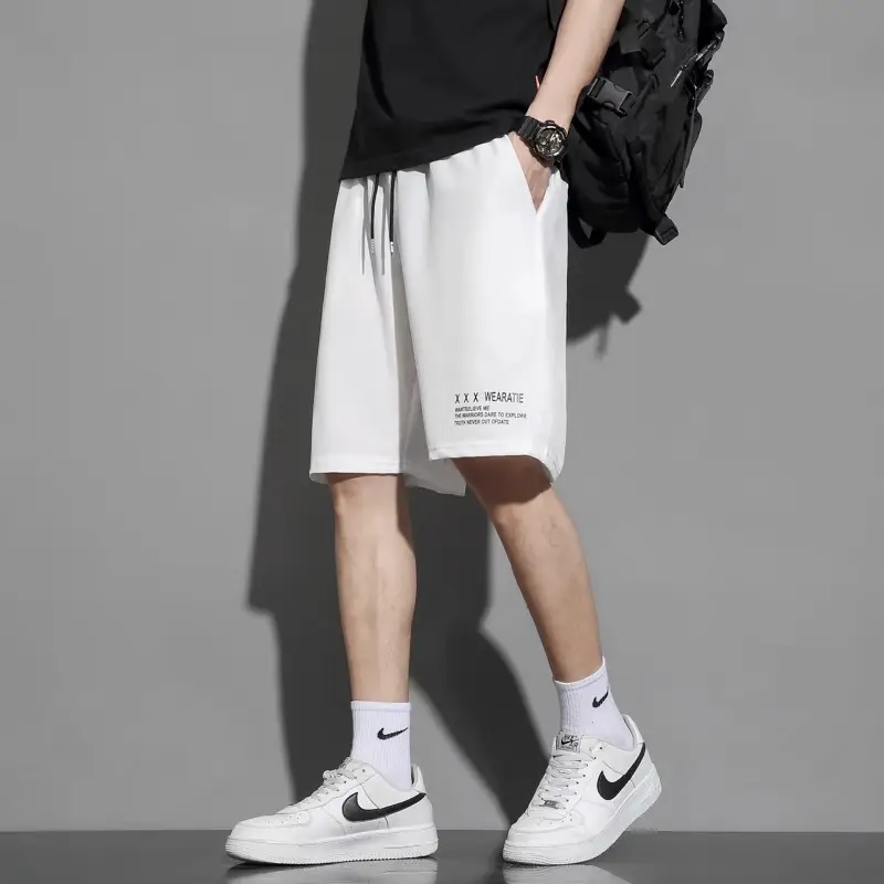 Men Ice Silk Casual Shorts Loose Quick Dry Beige — feature 9