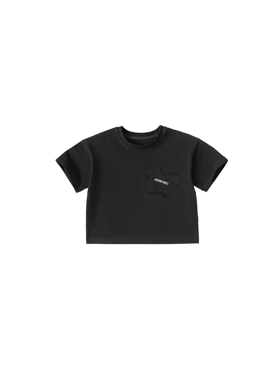 Yubao Boys Black T-Shirt Pocket Letter Print 2024 - Image 9