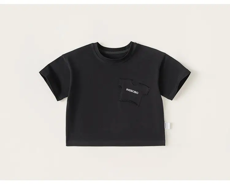Yubao Boys Black T-Shirt Pocket Letter Print 2024 — feature 17