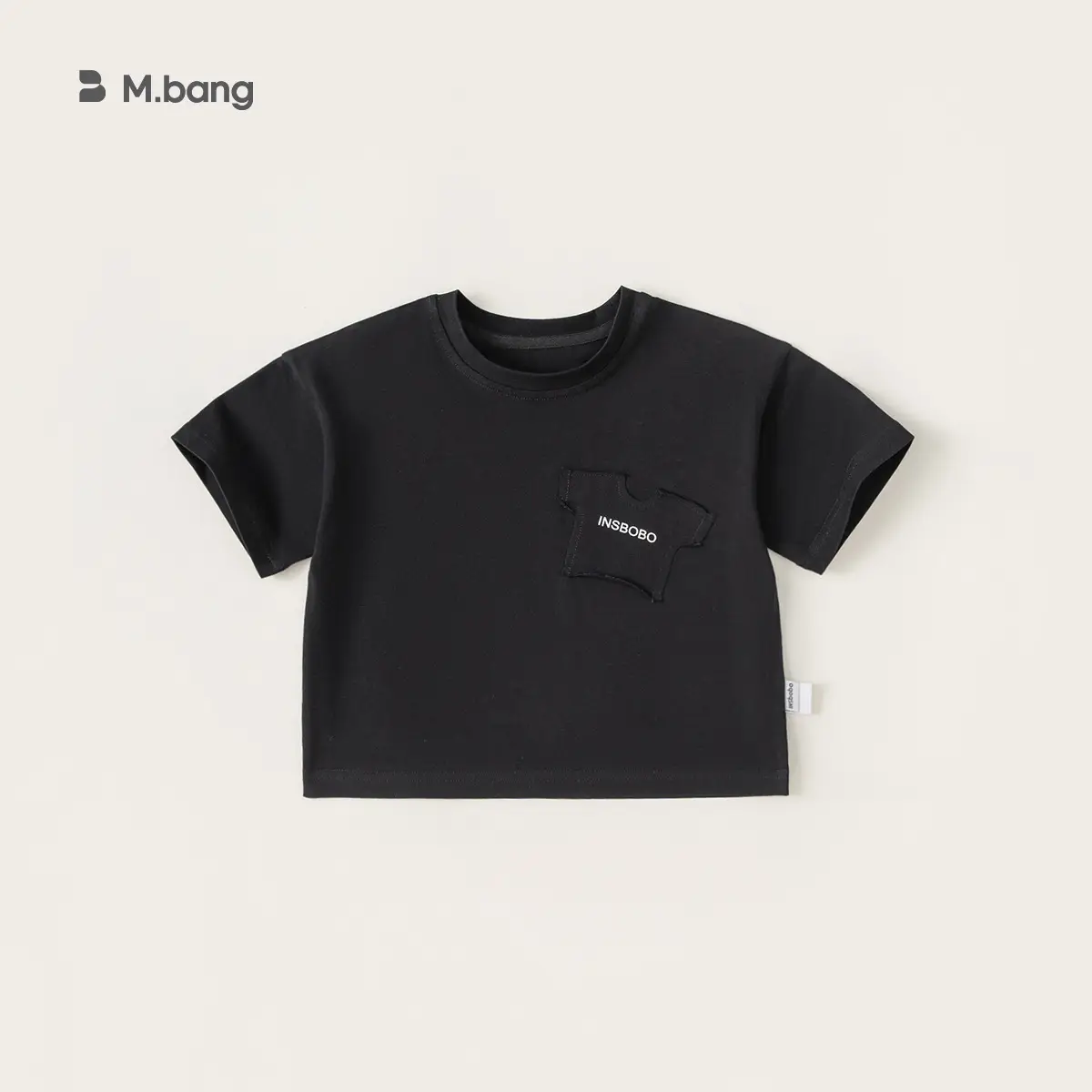 Yubao Boys Black T-Shirt Pocket Letter Print 2024 - Image 4