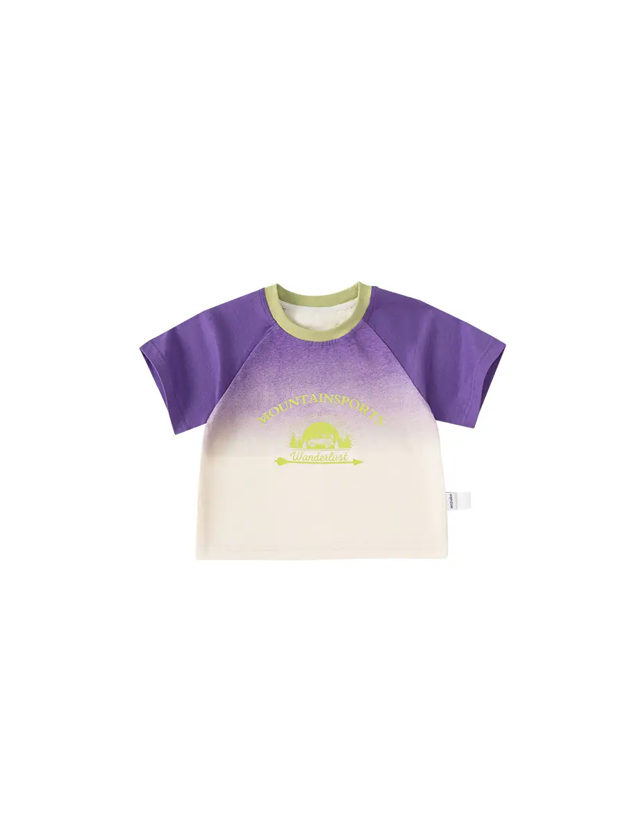 Yubao Kids Gradient Letter T-Shirt Purple White 2024