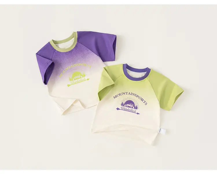 Yubao Kids Gradient Letter T-Shirt Purple White 2024 — feature 15