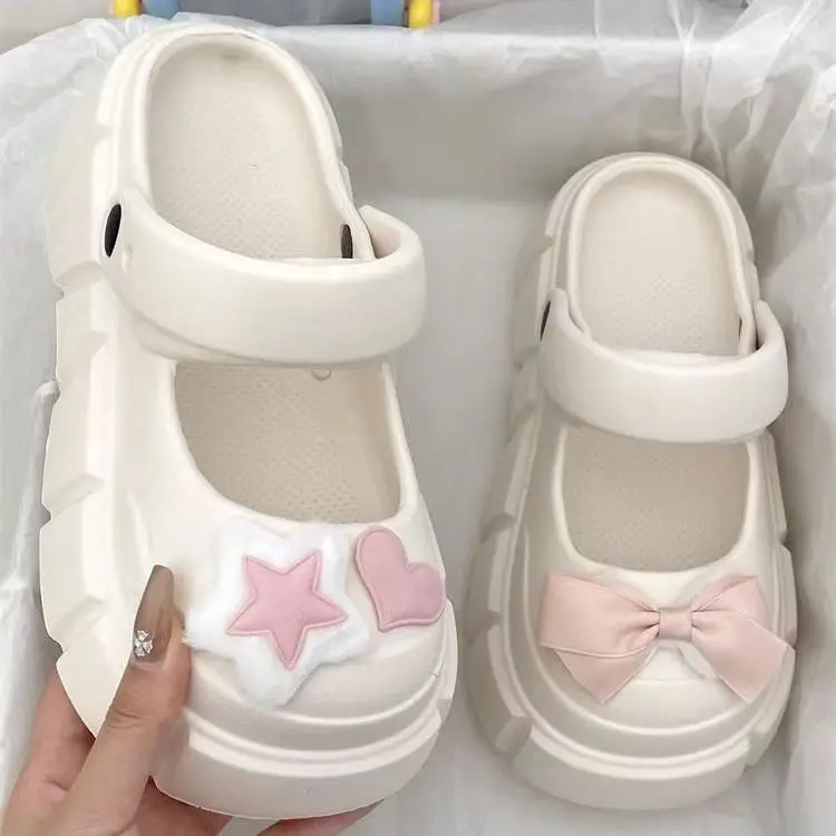 Fairy Style Shoes with Shoes and Shoes for Women 2024 Summer New Style Thick Bottom Bow Two-Wearing Baotou Half Slippers - Image 7