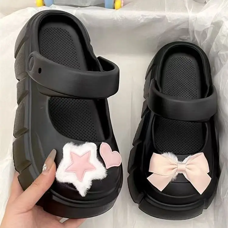 Fairy Style Shoes with Shoes and Shoes for Women 2024 Summer New Style Thick Bottom Bow Two-Wearing Baotou Half Slippers - Image 8
