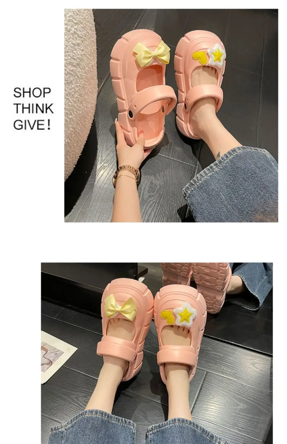 Fairy Style Shoes with Shoes and Shoes for Women 2024 Summer New Style Thick Bottom Bow Two-Wearing Baotou Half Slippers — feature 12