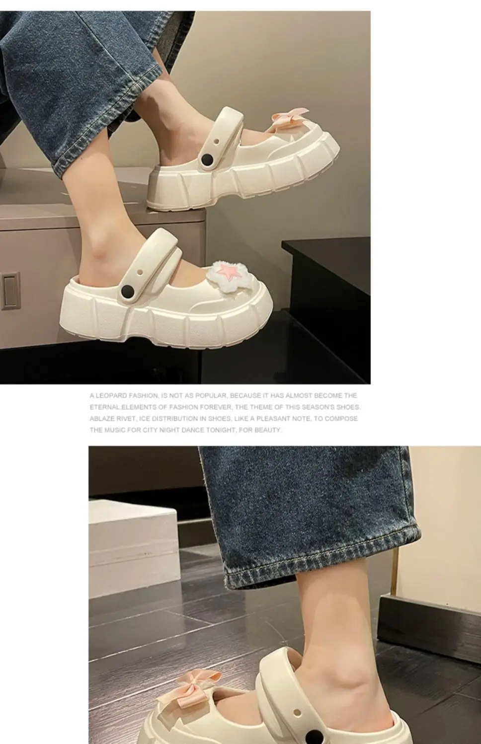 Fairy Style Shoes with Shoes and Shoes for Women 2024 Summer New Style Thick Bottom Bow Two-Wearing Baotou Half Slippers — feature 20