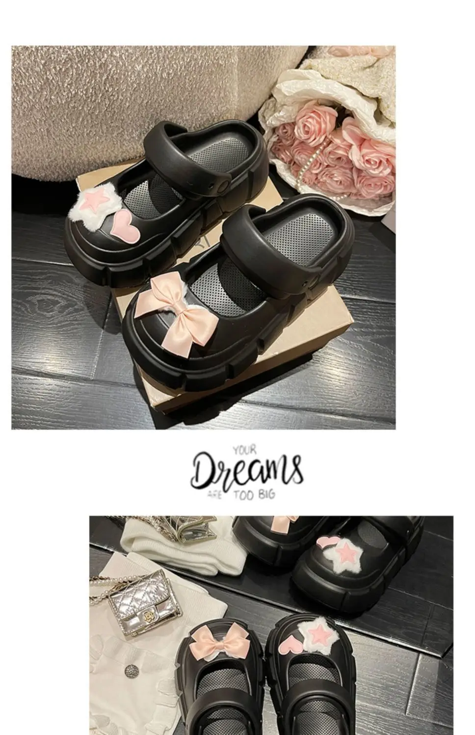 Fairy Style Shoes with Shoes and Shoes for Women 2024 Summer New Style Thick Bottom Bow Two-Wearing Baotou Half Slippers — feature 28