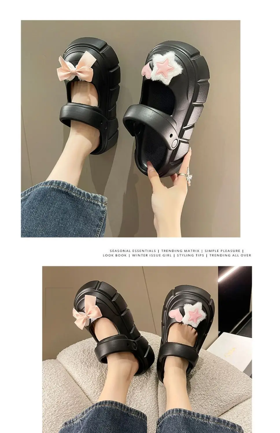 Fairy Style Shoes with Shoes and Shoes for Women 2024 Summer New Style Thick Bottom Bow Two-Wearing Baotou Half Slippers — feature 8