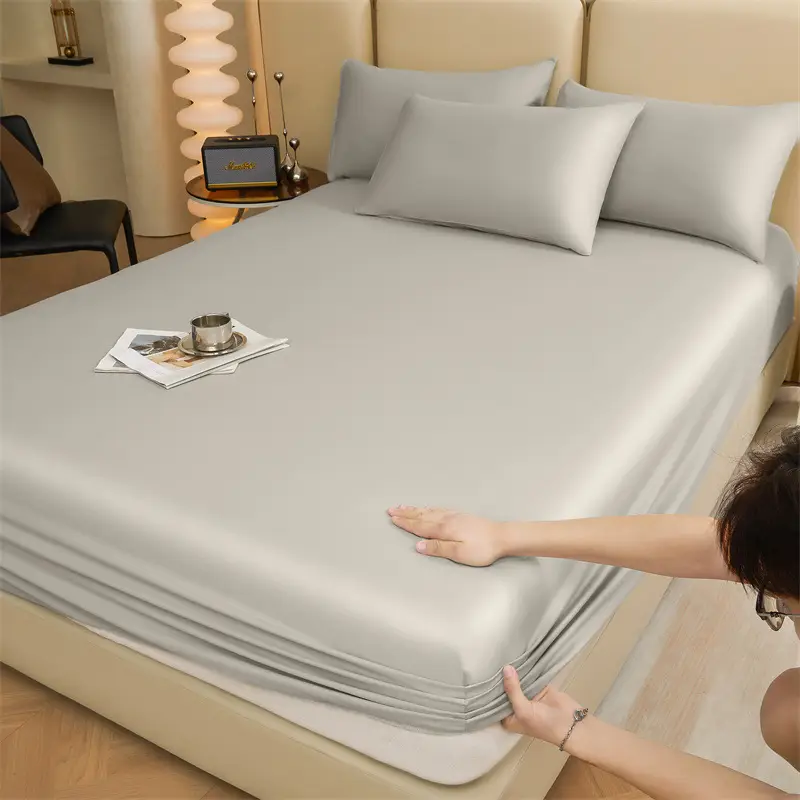 Pure Cotton Bed Cover Category A Pure Cotton Xinjiang Long-staple Cotton Bed Cover Fully Enclosed Simmons Protective Cover Solid Color Non-slip Bed Cover