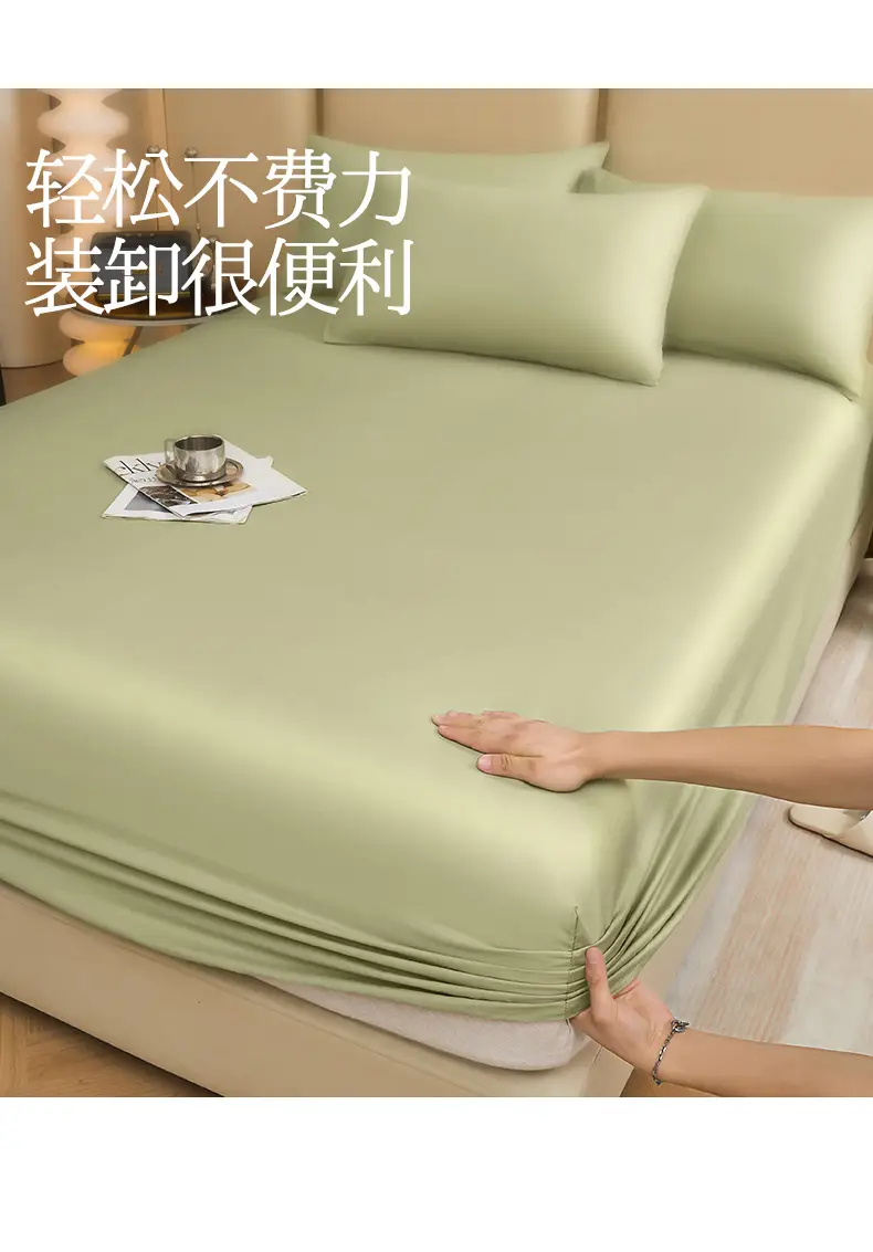 Pure Cotton Bed Cover Category A Pure Cotton Xinjiang Long-staple Cotton Bed Cover Fully Enclosed Simmons Protective Cover Solid Color Non-slip Bed Cover — feature 15