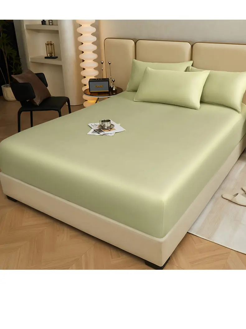 Pure Cotton Bed Cover Category A Pure Cotton Xinjiang Long-staple Cotton Bed Cover Fully Enclosed Simmons Protective Cover Solid Color Non-slip Bed Cover — feature 19