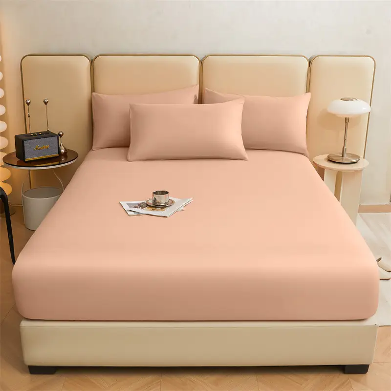 Pure Cotton Bed Cover Category A Pure Cotton Xinjiang Long-staple Cotton Bed Cover Fully Enclosed Simmons Protective Cover Solid Color Non-slip Bed Cover