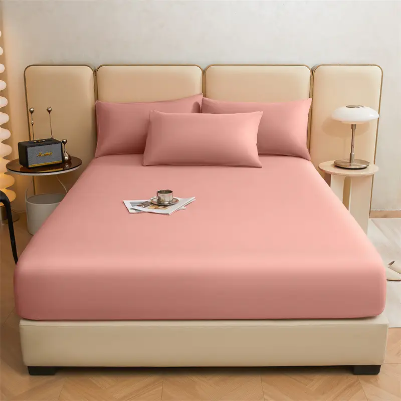 Pure Cotton Bed Cover Category A Pure Cotton Xinjiang Long-staple Cotton Bed Cover Fully Enclosed Simmons Protective Cover Solid Color Non-slip Bed Cover