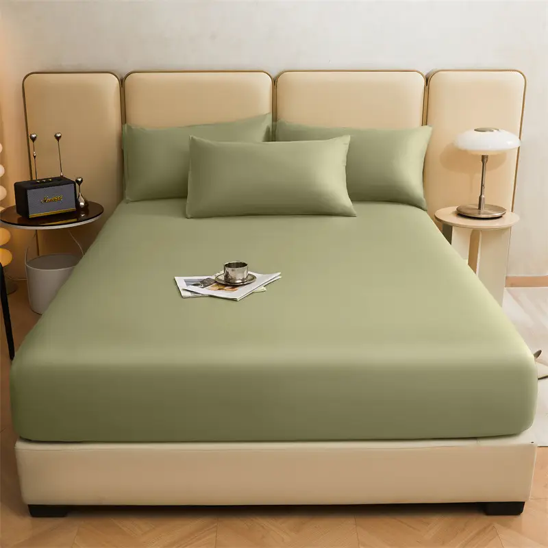 Pure Cotton Bed Cover Category A Pure Cotton Xinjiang Long-staple Cotton Bed Cover Fully Enclosed Simmons Protective Cover Solid Color Non-slip Bed Cover