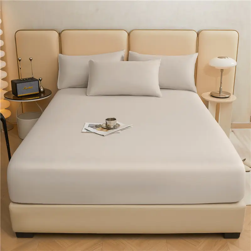 Pure Cotton Bed Cover Category A Pure Cotton Xinjiang Long-staple Cotton Bed Cover Fully Enclosed Simmons Protective Cover Solid Color Non-slip Bed Cover