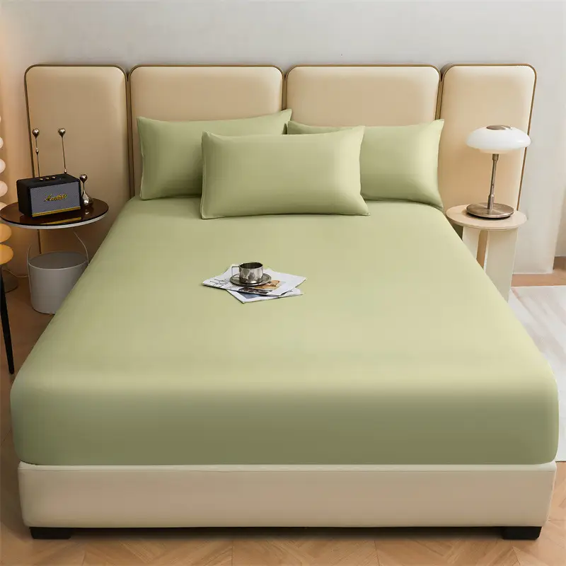 Pure Cotton Bed Cover Category A Pure Cotton Xinjiang Long-staple Cotton Bed Cover Fully Enclosed Simmons Protective Cover Solid Color Non-slip Bed Cover