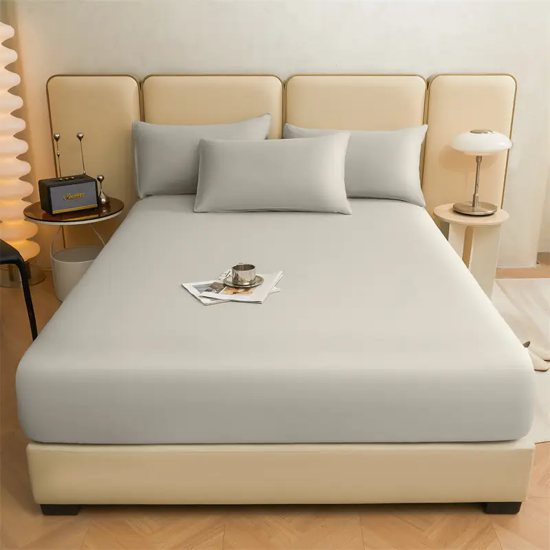 Pure Cotton Bed Cover Category A Pure Cotton Xinjiang Long-staple Cotton Bed Cover Fully Enclosed Simmons Protective Cover Solid Color Non-slip Bed Cover
