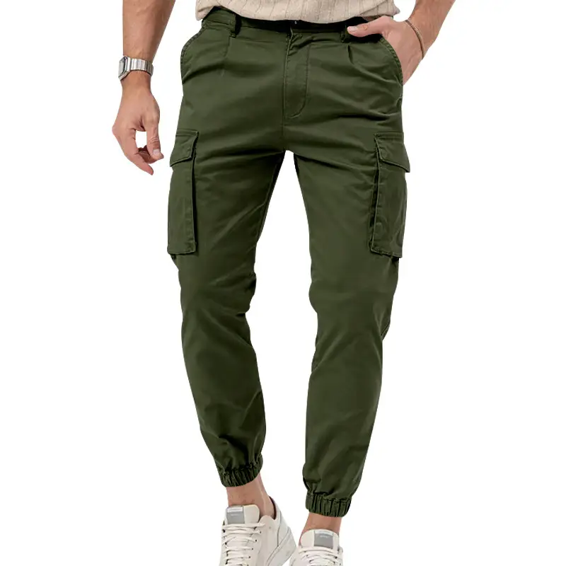Men's White Multi-Pocket Cargo Pants with Joker Toe - Image 10