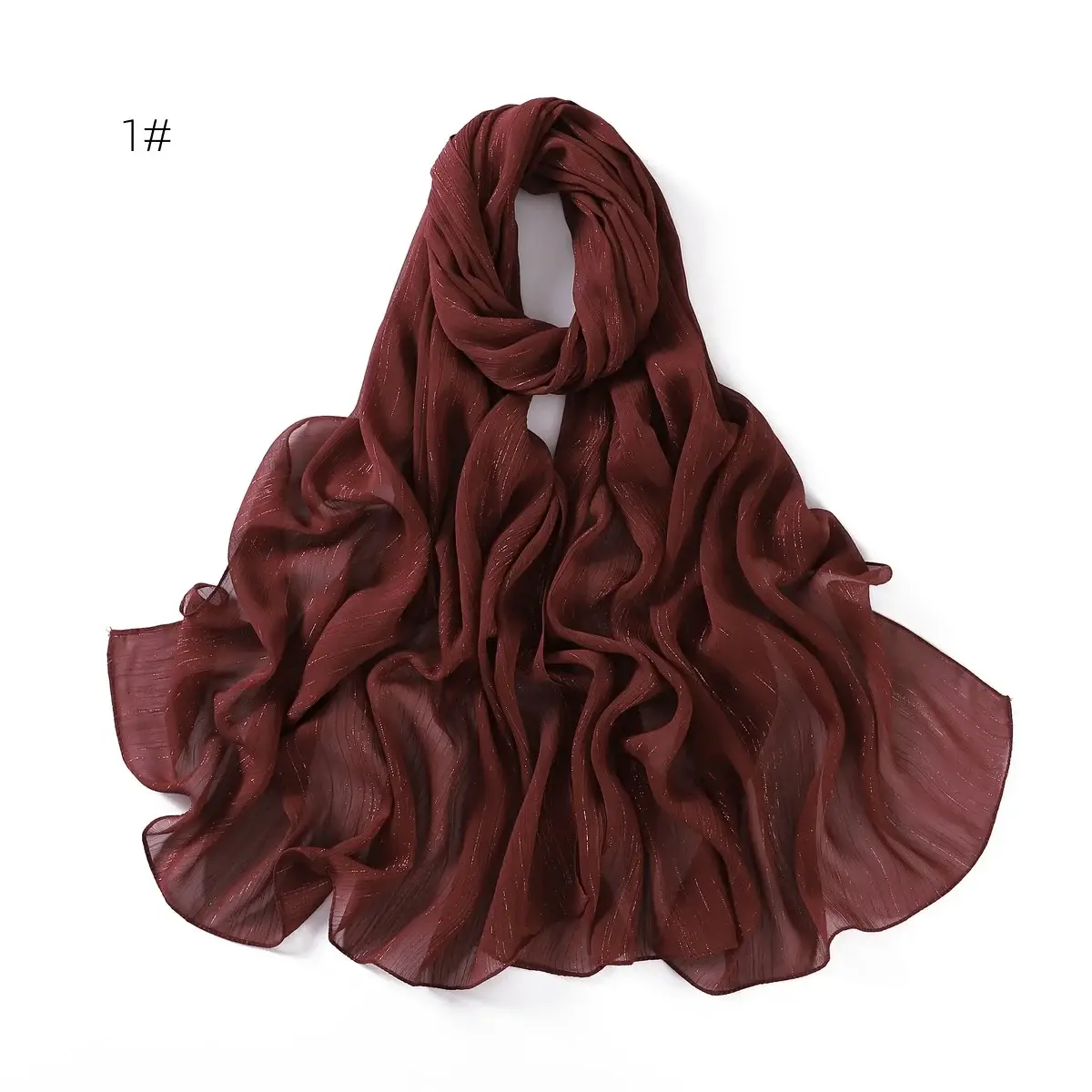 Brown Pressure Pleated Chiffon Scarf for Women — feature 12