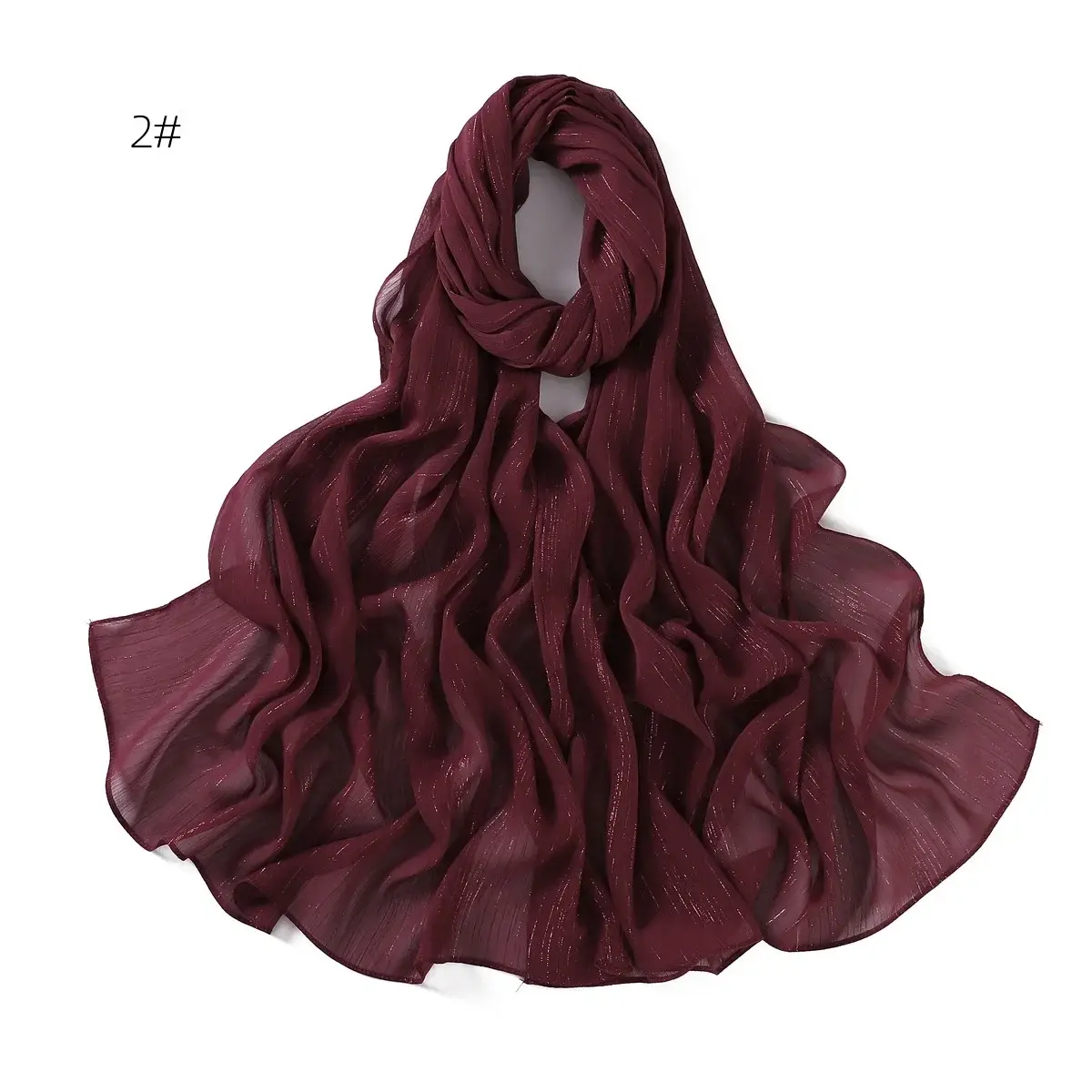 Brown Pressure Pleated Chiffon Scarf for Women — feature 13