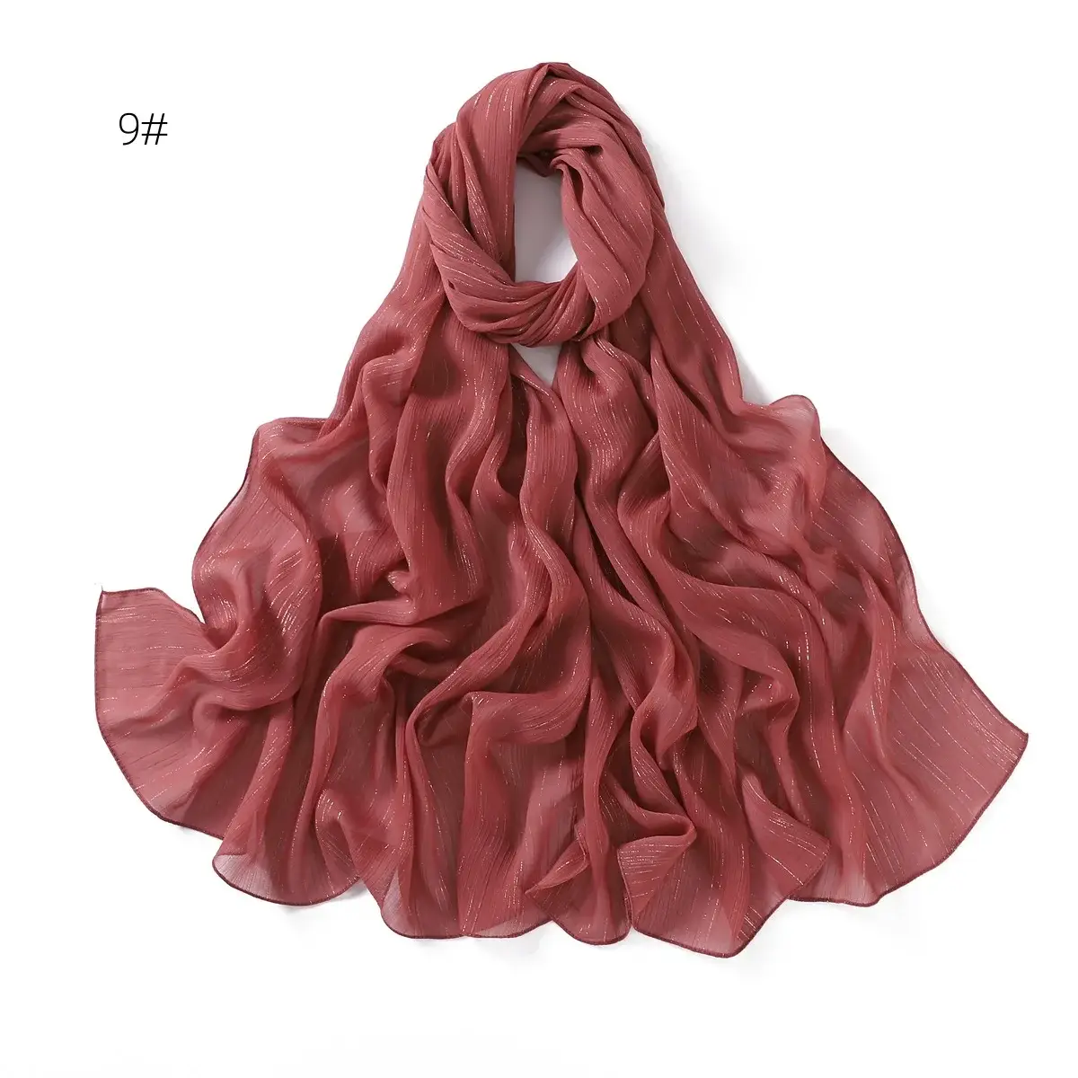 Brown Pressure Pleated Chiffon Scarf for Women — feature 20