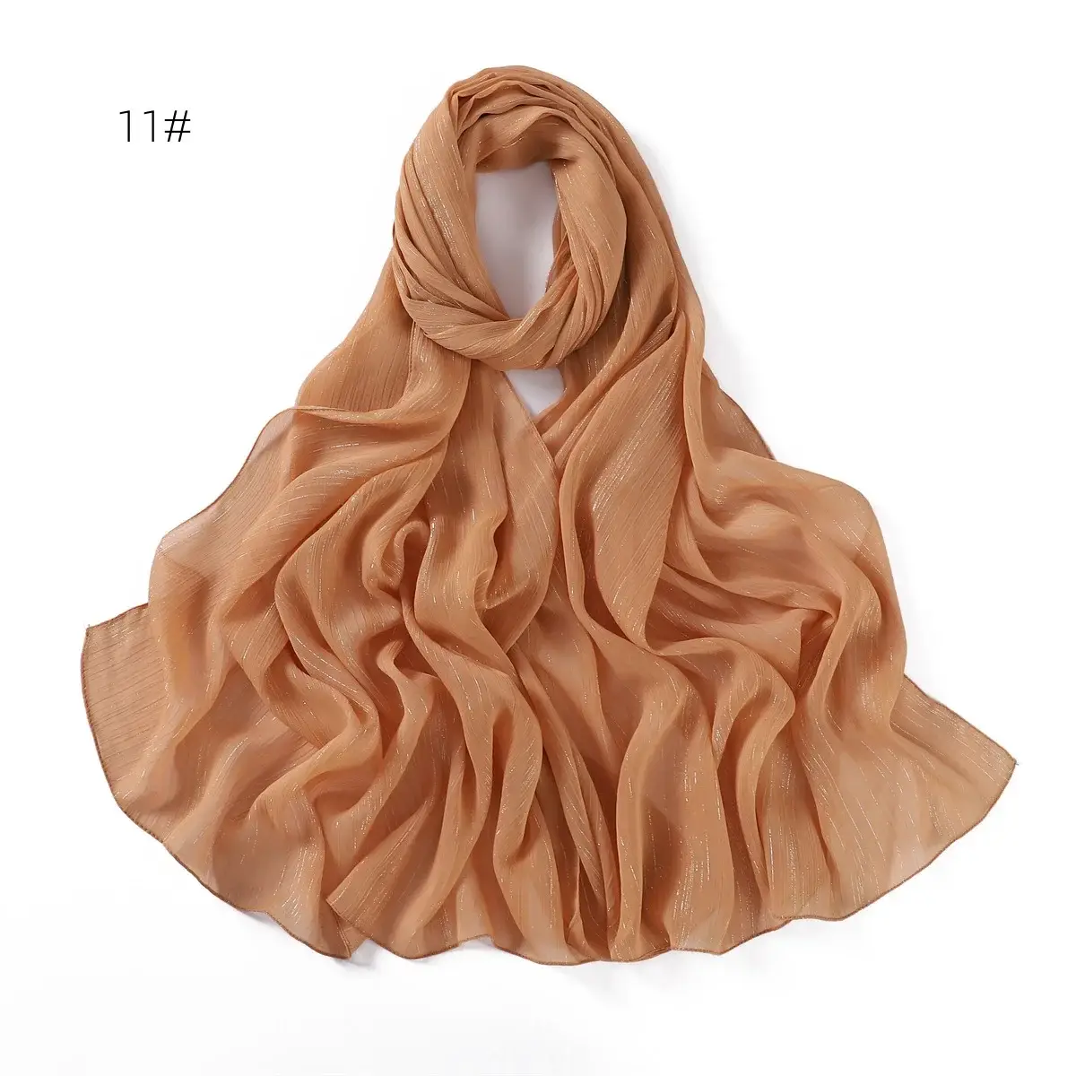 Brown Pressure Pleated Chiffon Scarf for Women — feature 22