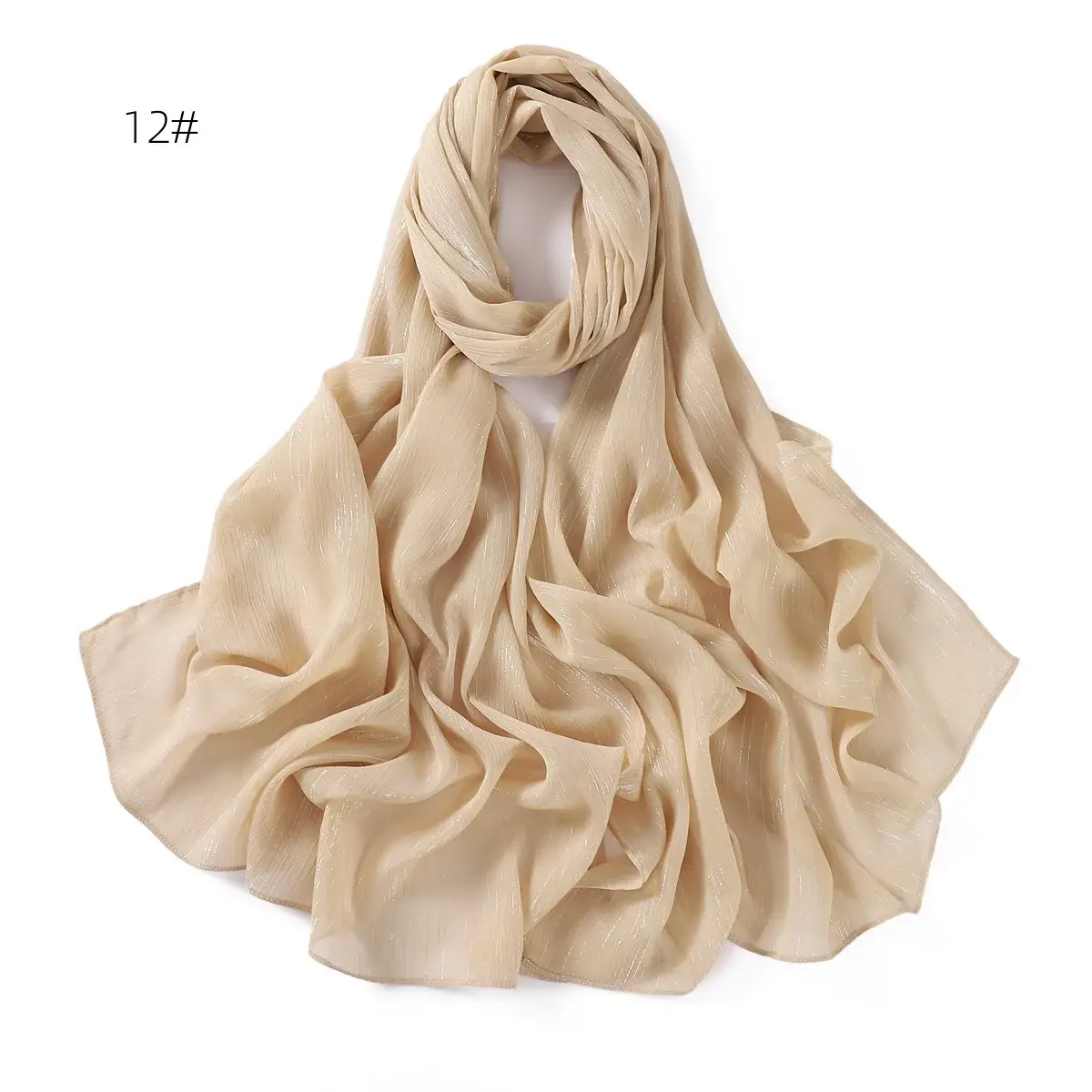 Brown Pressure Pleated Chiffon Scarf for Women — feature 23