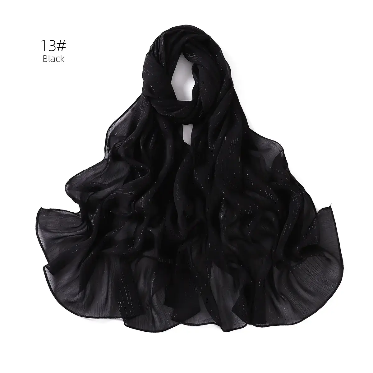 Brown Pressure Pleated Chiffon Scarf for Women — feature 24