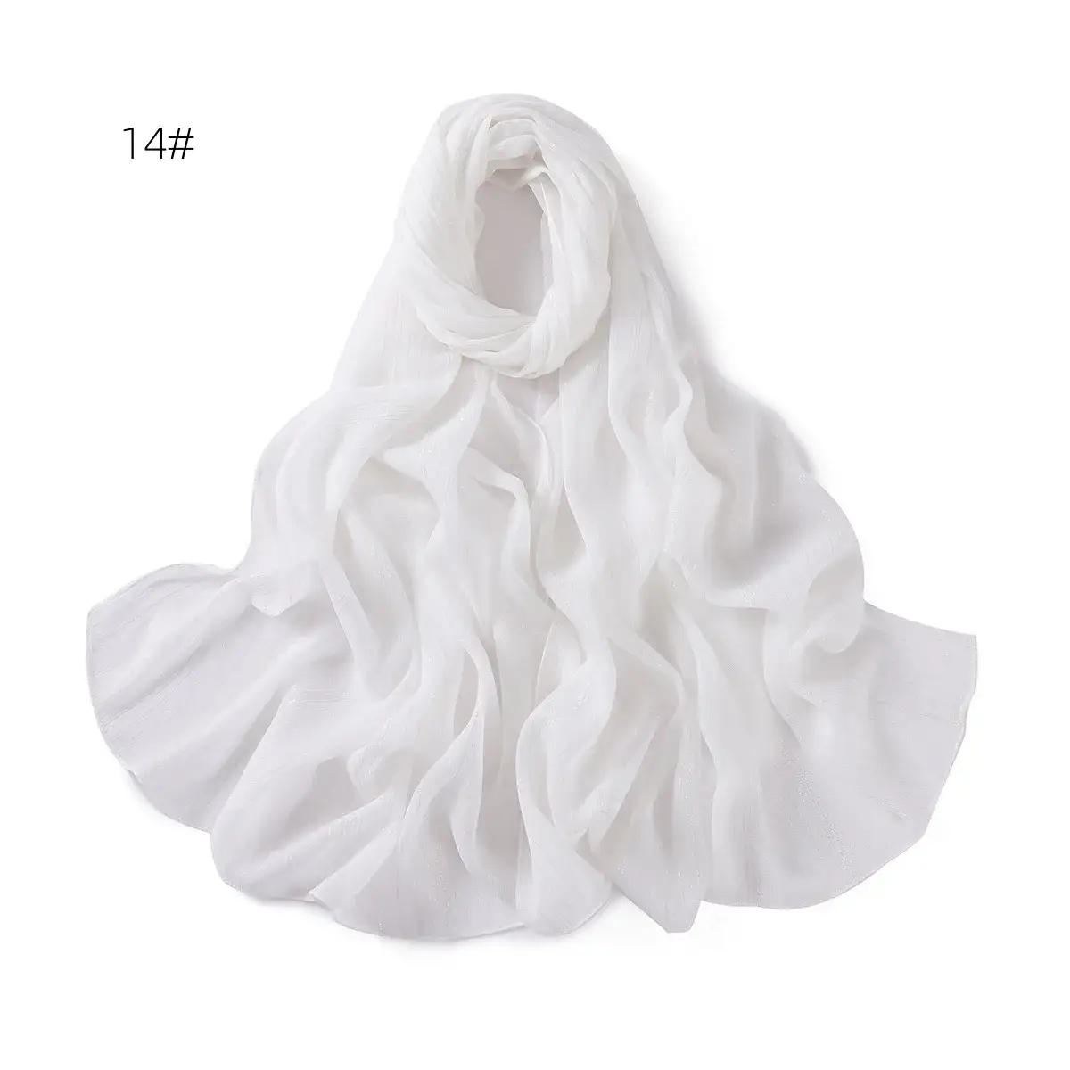 Brown Pressure Pleated Chiffon Scarf for Women — feature 25