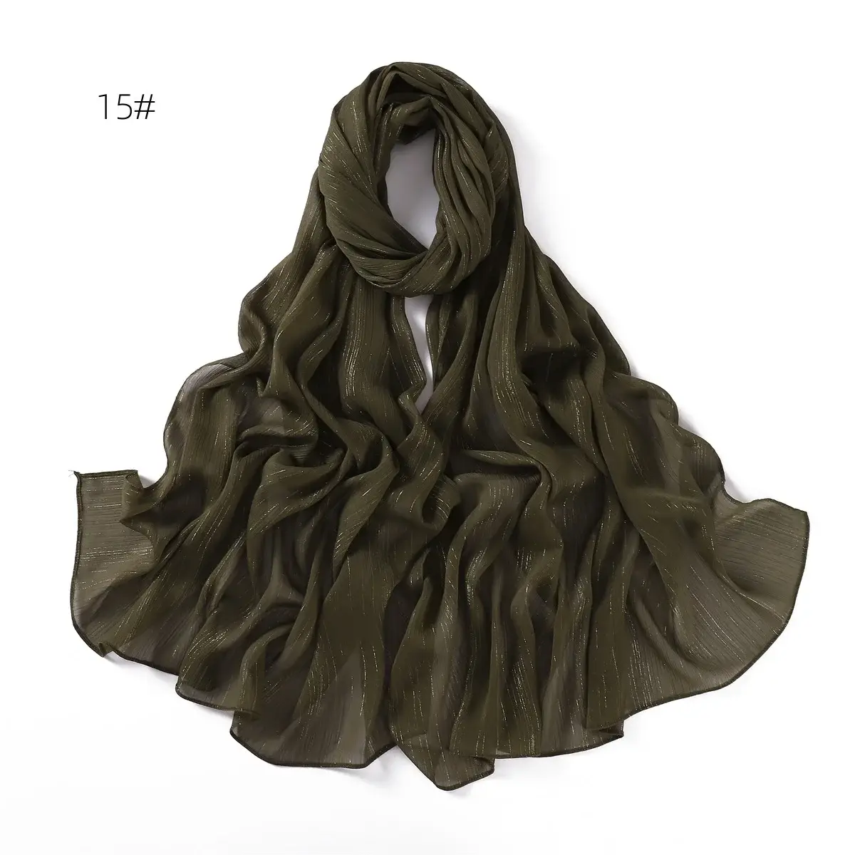 Brown Pressure Pleated Chiffon Scarf for Women — feature 26