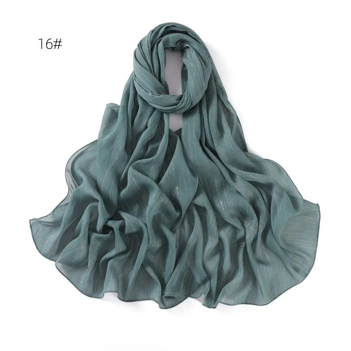 Brown Pressure Pleated Chiffon Scarf for Women — feature 27