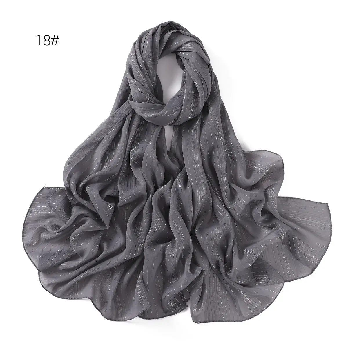 Brown Pressure Pleated Chiffon Scarf for Women — feature 29