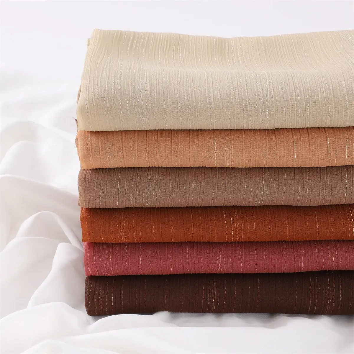 Brown Pressure Pleated Chiffon Scarf for Women — feature 5