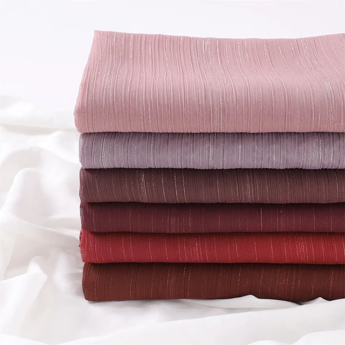 Brown Pressure Pleated Chiffon Scarf for Women — feature 7