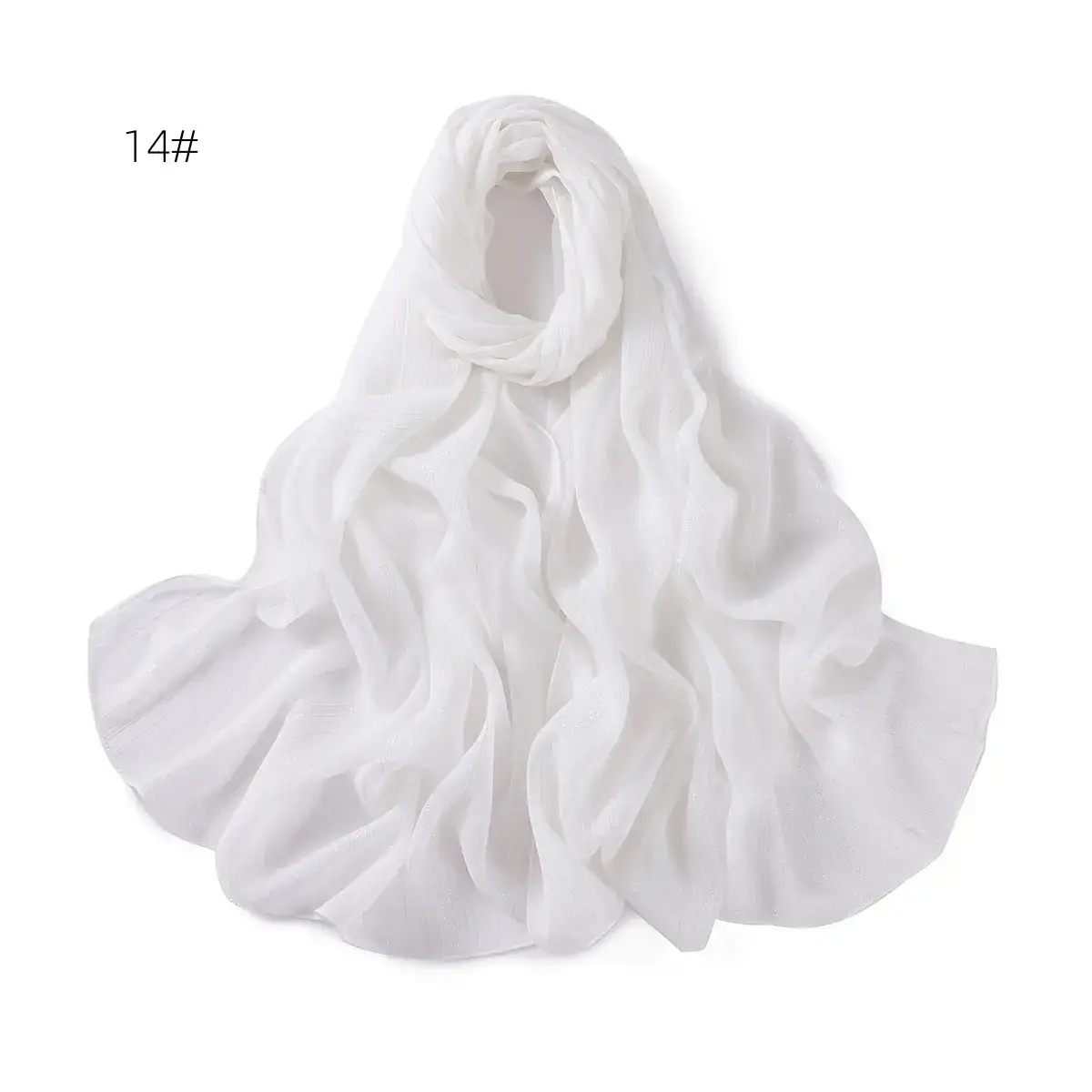 Brown Pressure Pleated Chiffon Scarf for Women - Image 13