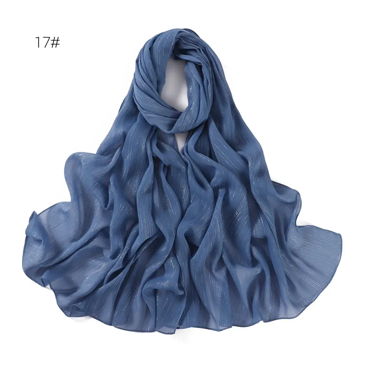Brown Pressure Pleated Chiffon Scarf for Women - Image 15
