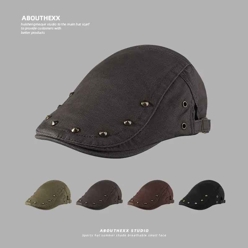 Korean Style Retro Rivet Newsboy Cap Women 2024 - Image 2