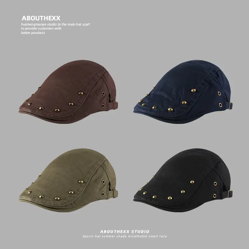 Korean Style Retro Rivet Newsboy Cap Women 2024 - Image 3