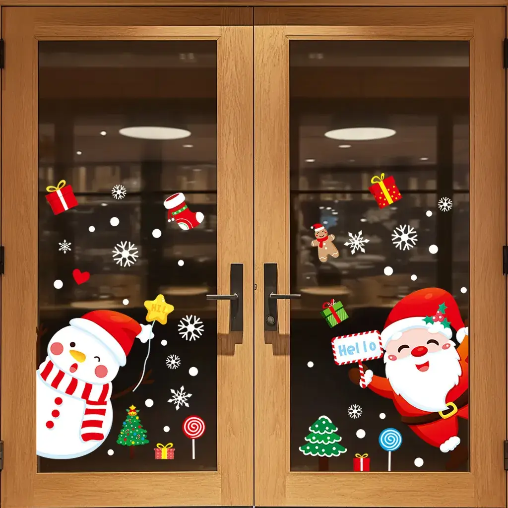 Cross Border Santa Snowman Christmas Decorative Glass Stickers - Image 18