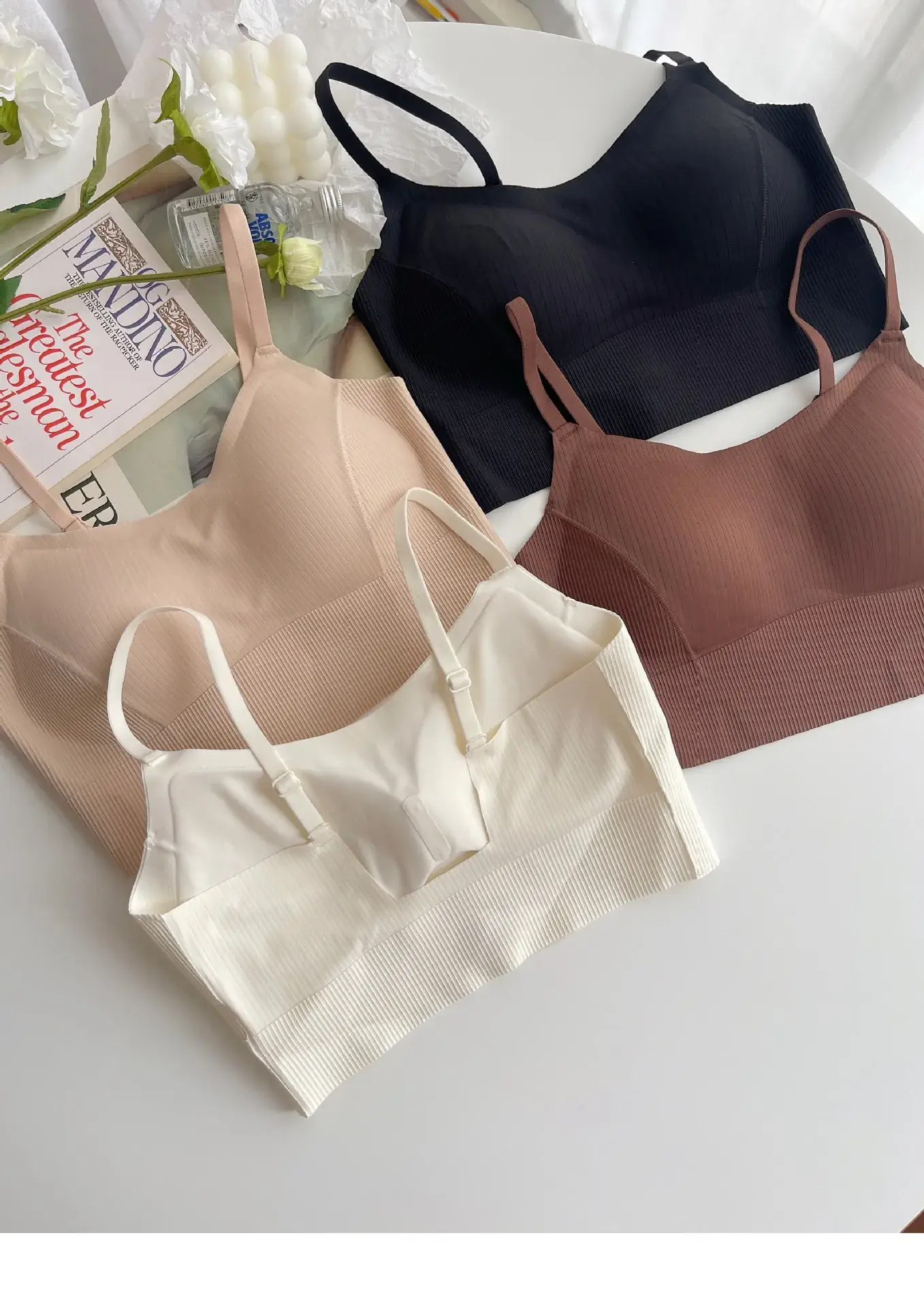 Beige Non-Steel Back Camisole Underwear Women's Small Chest — feature 1