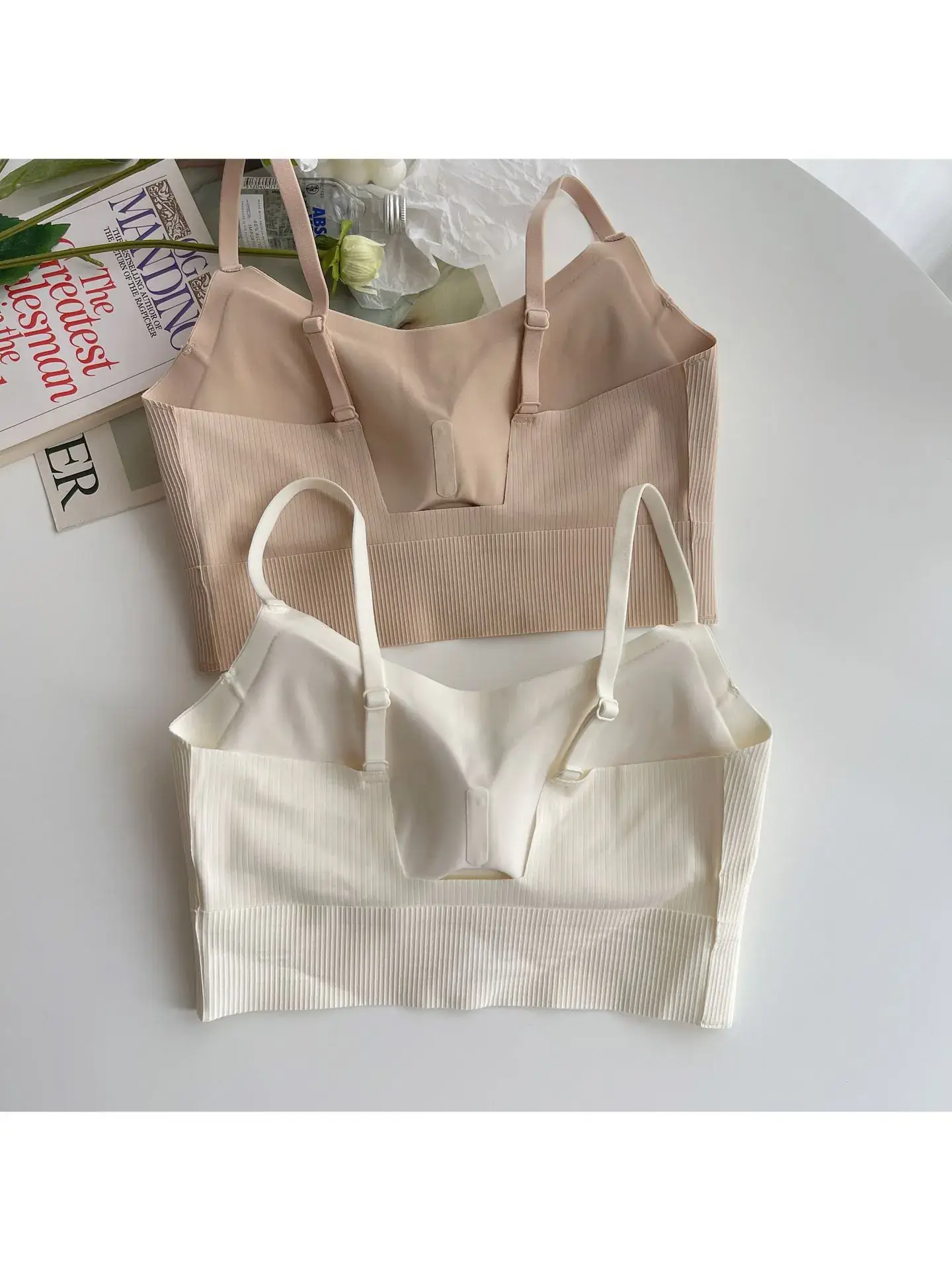 Beige Non-Steel Back Camisole Underwear Women's Small Chest — feature 11