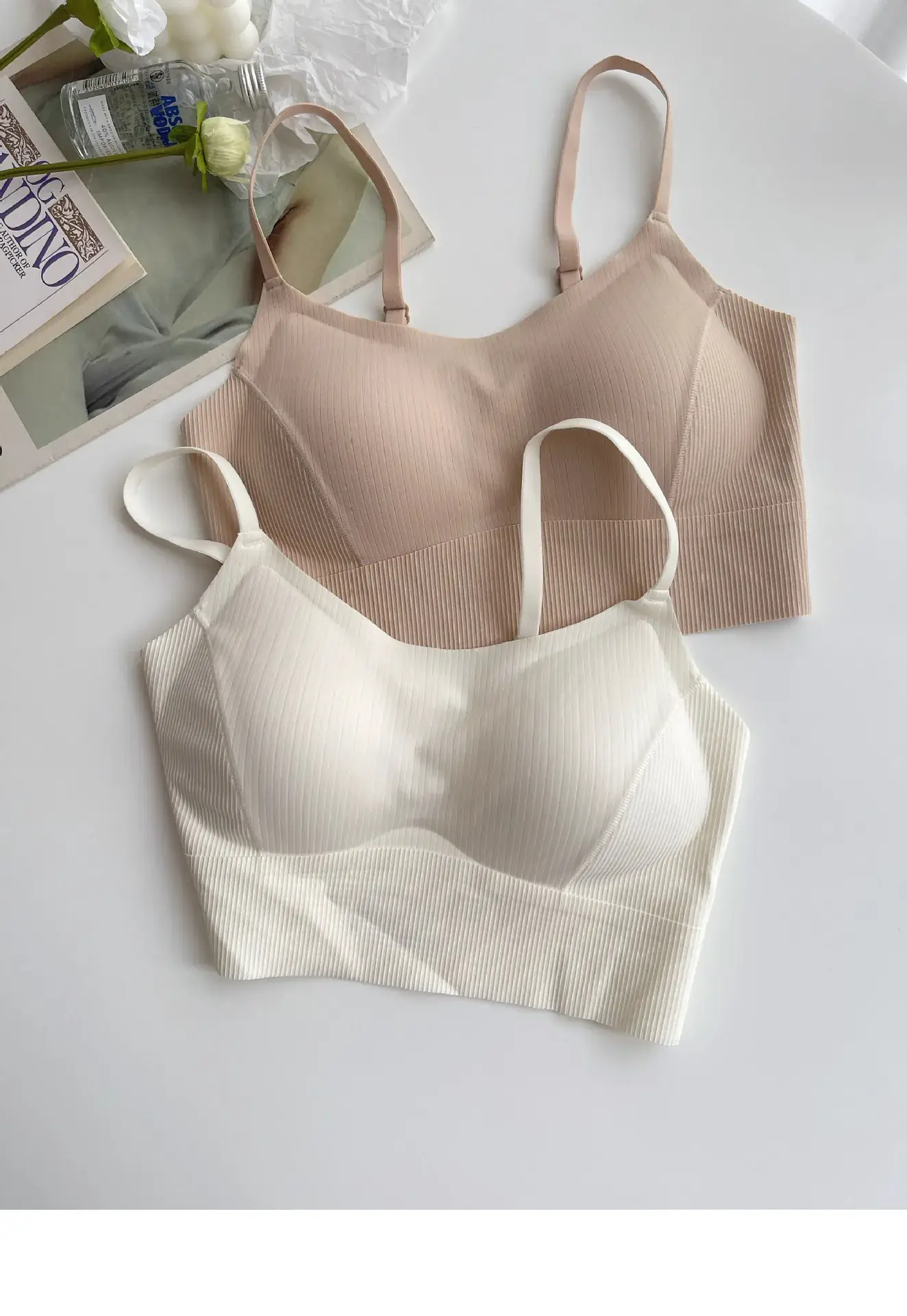 Beige Non-Steel Back Camisole Underwear Women's Small Chest — feature 13